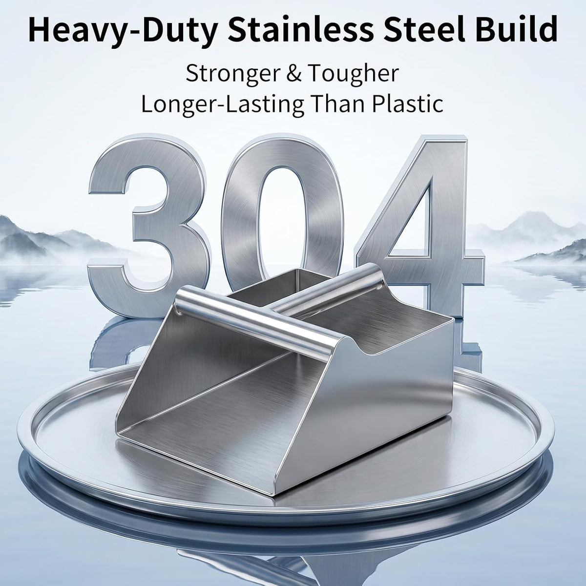 Heavy‑Duty 304 Stainless Steel Feed Scoop for Farm, Livestock, Poultry & Horse