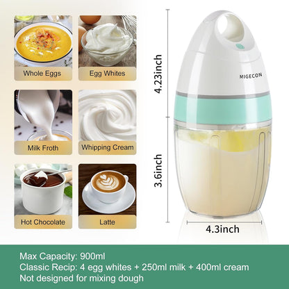 MIGECON Stand Mixer, Small Electric Mixer Kitchen Egg Beater Milk Frother