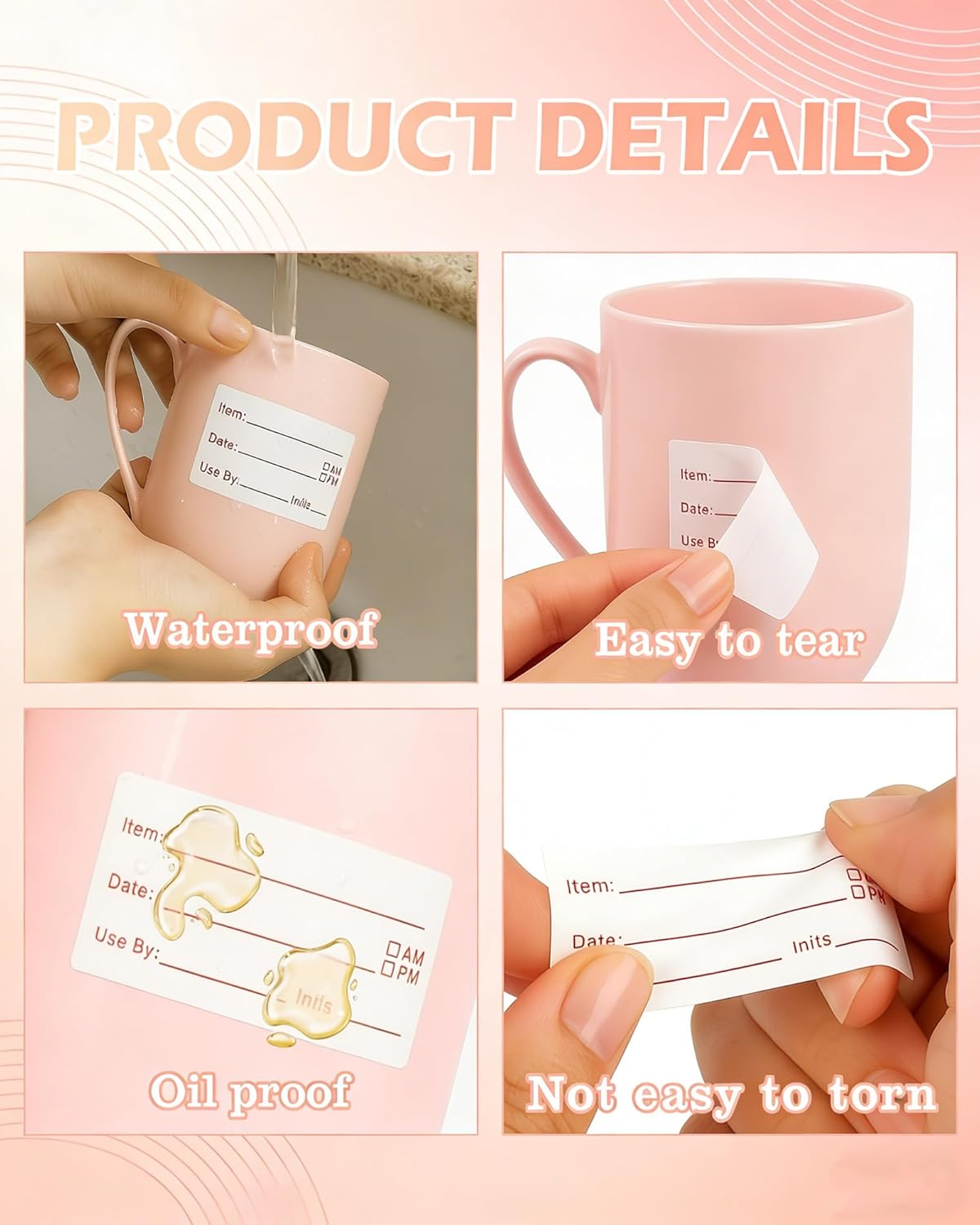 2 Rolls 1000 Pieces Removable Food Labels, 1 x 2 Inch Date Stickers for Freezer, Refrigerator Food Containers – Easy to Write On, Perfect for Food Labeling and Storage Organization (1000)