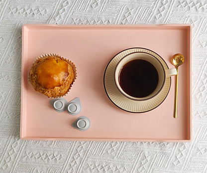 White Serving Tray (13.5 x 9.6 inch) for Serving Accessory, Elegant & Stackable Plastic Tray for Spa, Coffee, Drinks, Tea, Bar, Party, Seasoning, Perfume and Display Use.