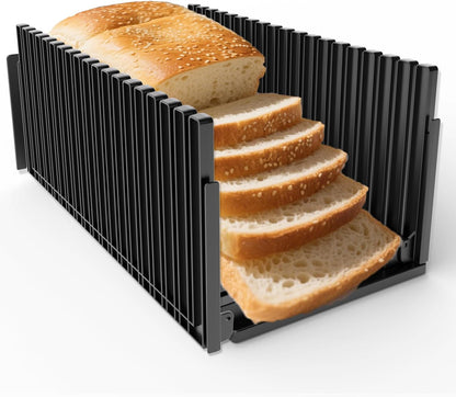 Bread Slicer for Homemade Breads , Adjustable Thickness Slicing Guide , Foldable Portable Bread Cutter Suitability for Homemade Breads, Bagel ,Cakes - Kitchen Gadget, Baking Tool ,Gifts for Mom Dad
