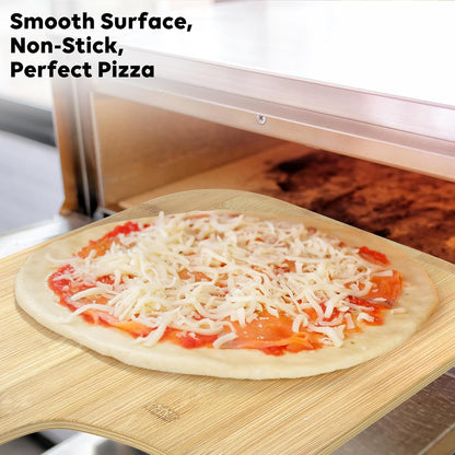 Pizza peel, 16" natural bamboo pizza paddle, Essential accessories for indoor Outdoor Ovens, baking homemade pizza, cutting board, Cheese, Serving Pizza, Bread, Cookies & More, Eco-Friendly & Durable