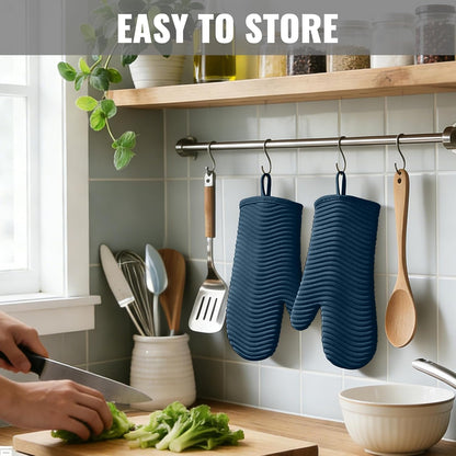 Yutat Silicone Oven Mitts - Oven Mitts and Pot Holders Sets Made of Non-Slip & BPA-Free Silicone, High Heat Resistant 500 Degrees, Perfect for Kitchen Cooking Baking BBQ, Peak Green