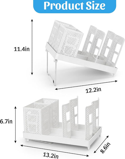 6-Compartment Cup and Lid Holder, Plastic Coffee Cup Holder with Straws Holder, 10-22oz Disposable Paper Cups Organizer for Countertop, Station, Bar,Office, Restaurant, Breakroom