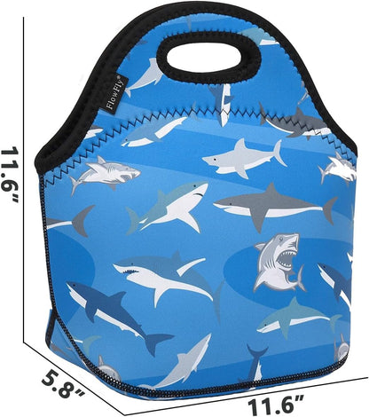FlowFly Neoprene kids Lunch box Insulated Soft Bag Mini Cooler Thermal Meal Tote Kit for Boys, Girls,Men,Women,School,Work, Office,Black