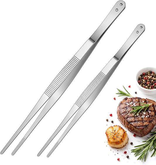 2 PCS Kitchen Tweezers for Cooking, 10 & 12 Inch Cooking Tweezers