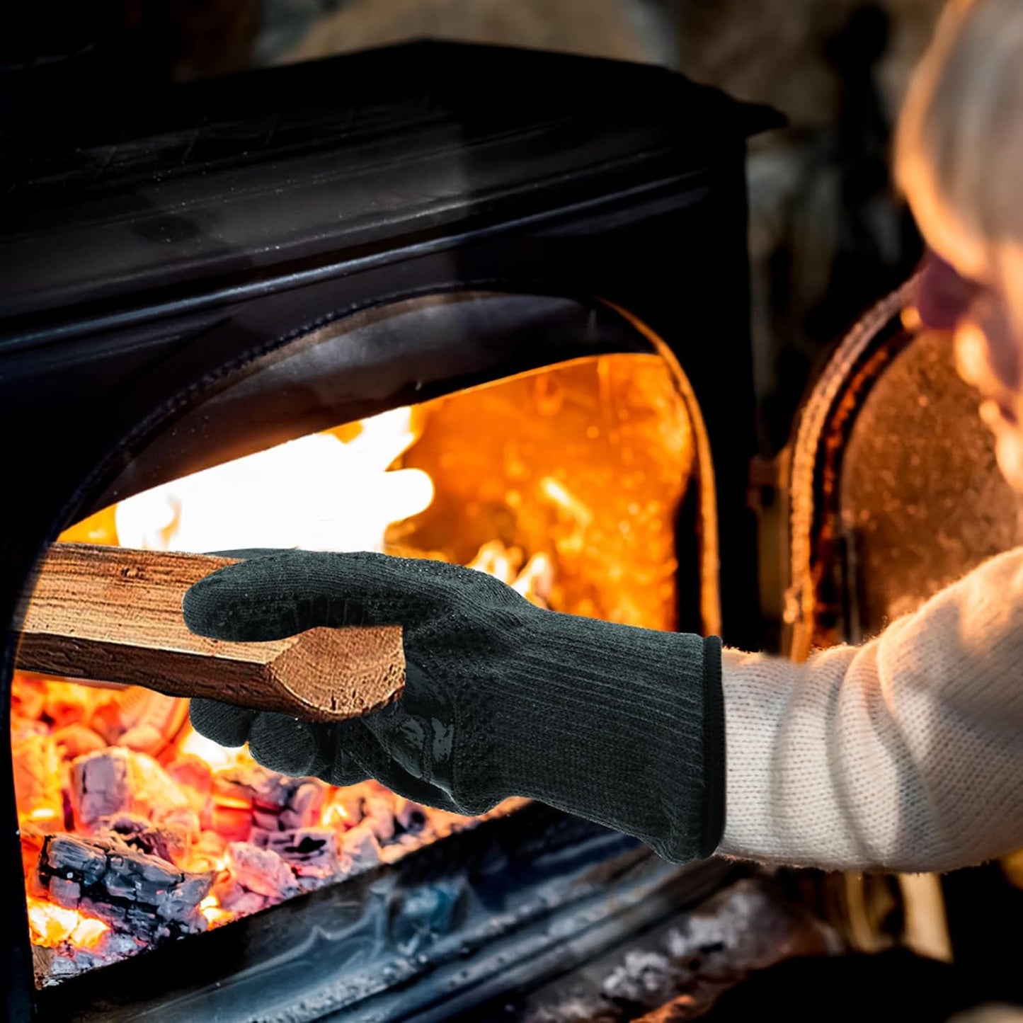 UBeesize Lengthen BBQ Gloves (Phoenix), 1472°F Heat Resistant Grill Glove, 14 inch Fireproof Oven Gloves for Cooking, Non-Slip Fire Glove for Grilling, Barbecue, Smoker, Baking, Frying