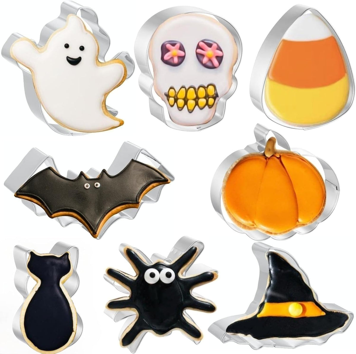 JOB JOL Halloween Cookie Cutters 8 PCS, 3'' to 3.6''