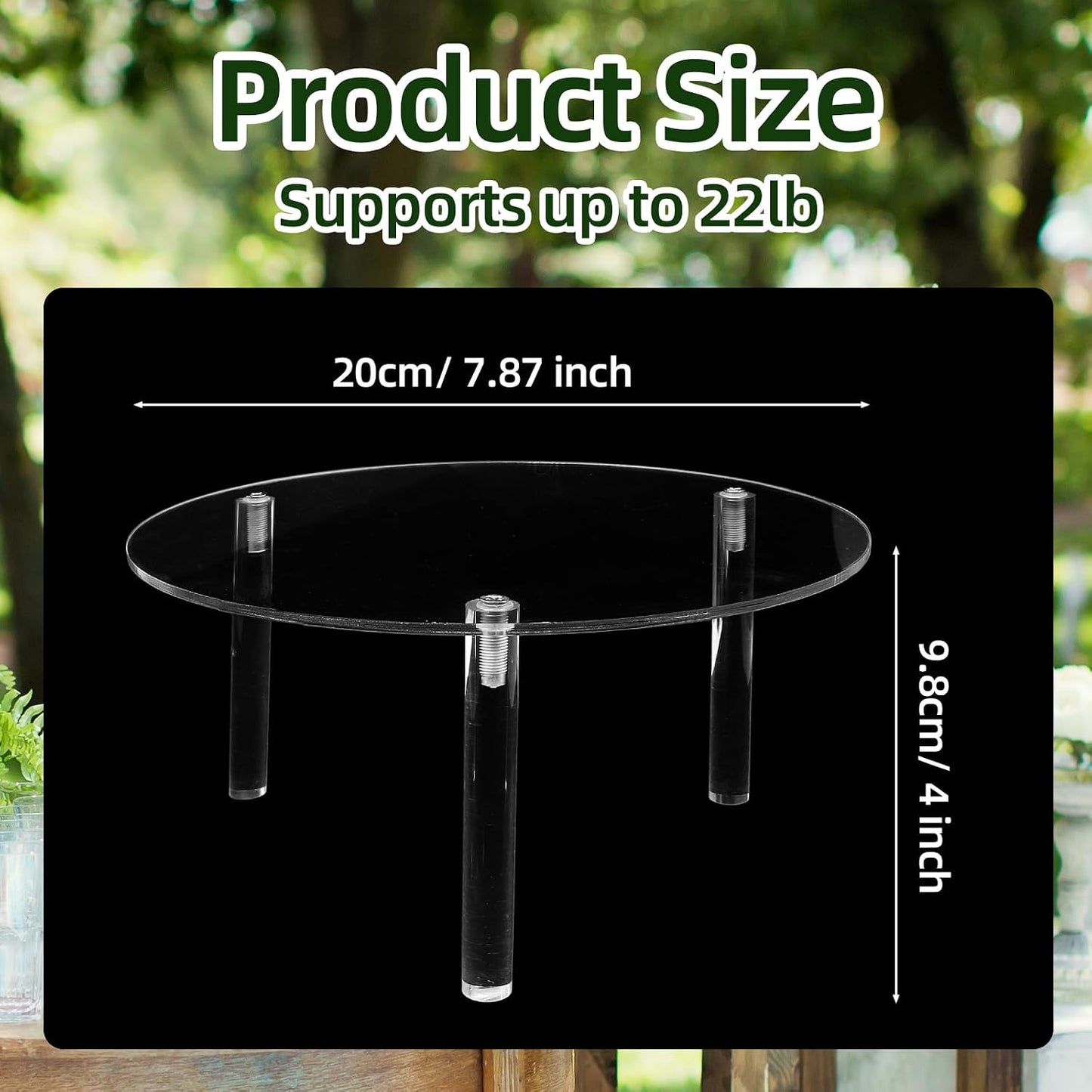 1 Piece Clear Drink Dispenser Stand, Fit Max 7.87 Inch Diameter of Glass Beverage Dispenser, Acrylic Plant Stand for Parties and Events (Height: 9.8cm/4"）