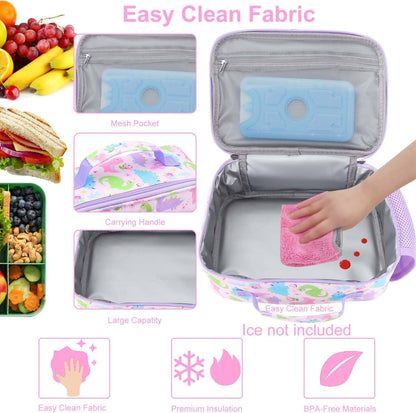 RHCPFOVR Kids Lunch Bag - Insulated Lunch Box for Boys Girls,Washable Lunch Bag and Reusable Toddler Leak-proof Lunchbox for School and Daycare - Colors A