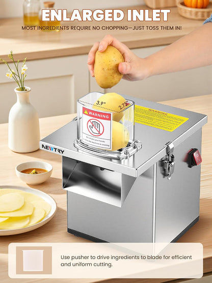 NEWTRY 4-in-1 Commercial Vegetable Processor, 200W Slicer Dicer Shredder