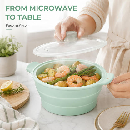 Collapsible Silicone Microwave Steamer with Removable Rack