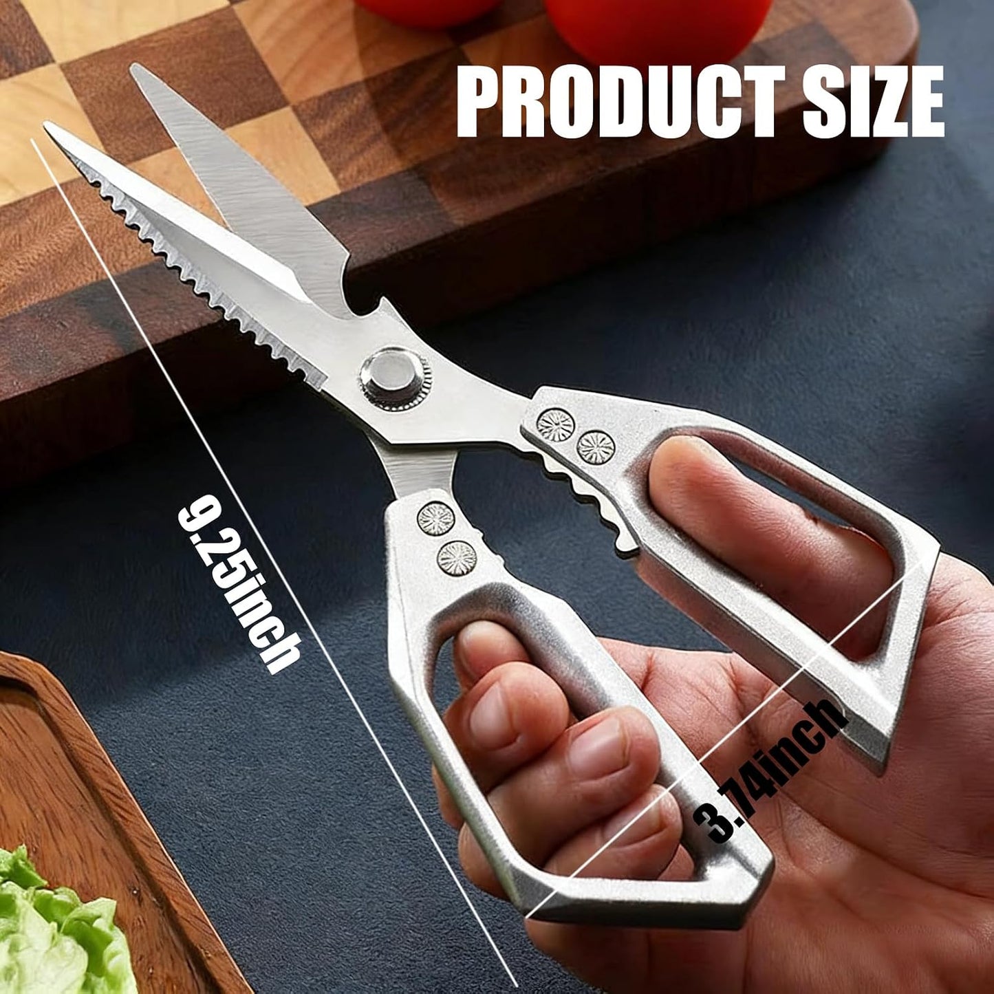 Stainless Steel Kitchen Shears, Multi-Purpose Sharp Cooking Scissors, Dishwasher Safe & Rust-Resistant, Ideal for Cutting Turkey, Bones, Scaling Fish, Opening Beer Bottles and Cracking Walnuts