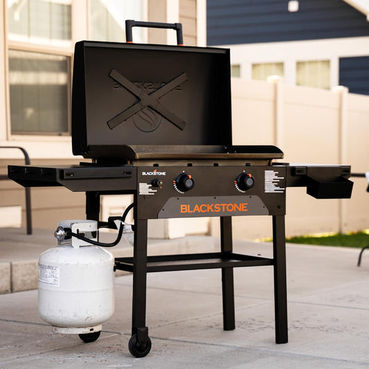 Blackstone Omnivore Outdoor Flat Top Gas Griddle w/Hard Cover, 28” - for Breakfast, BBQ & Grilling w/Steel Cooking Surface, Folding Side Shelves, Rear Grease System & Push-Button Ignition