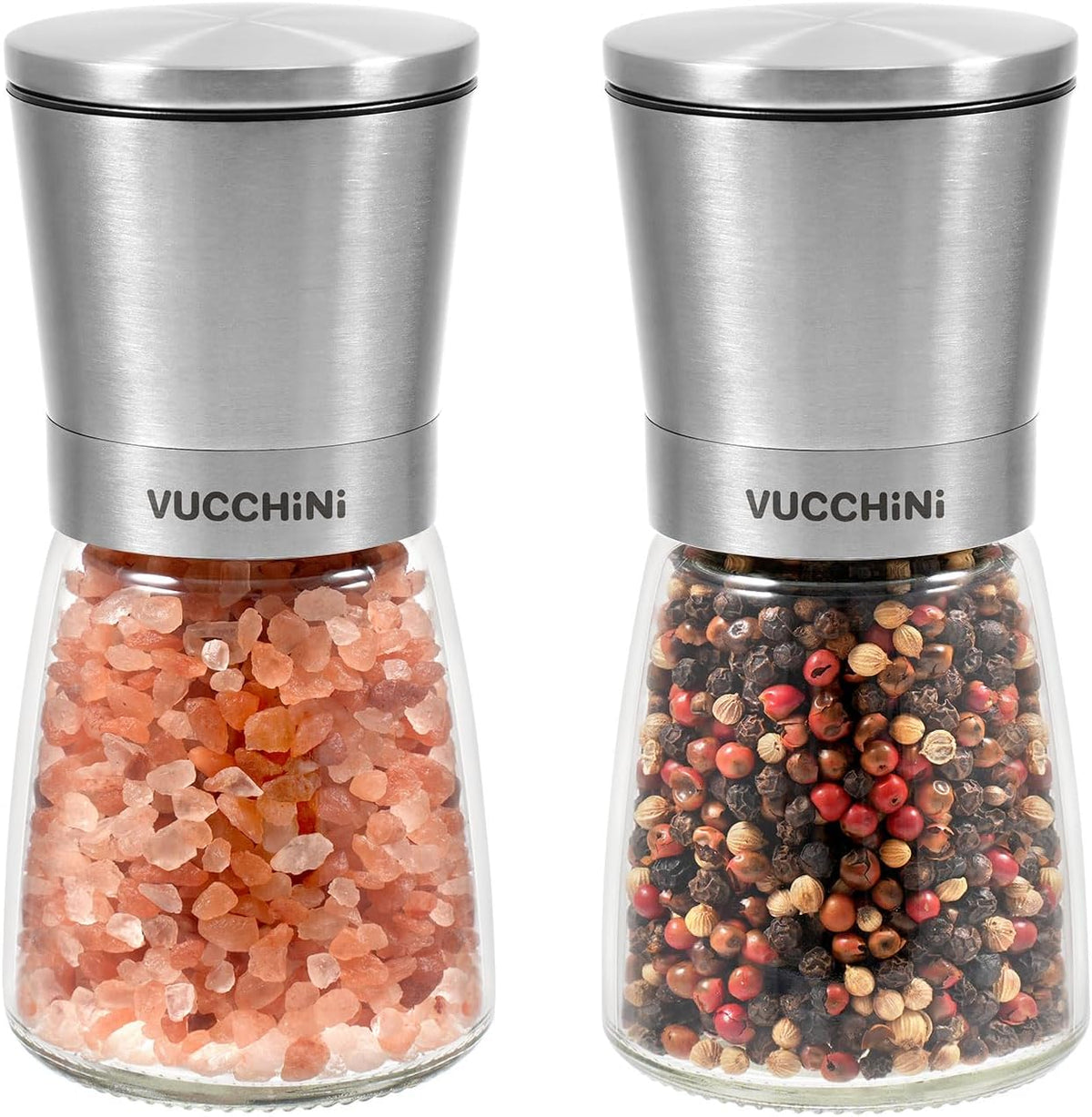 Vucchini Gold Salt and Pepper Grinder Mill Adjustable Coarseness Ceramic