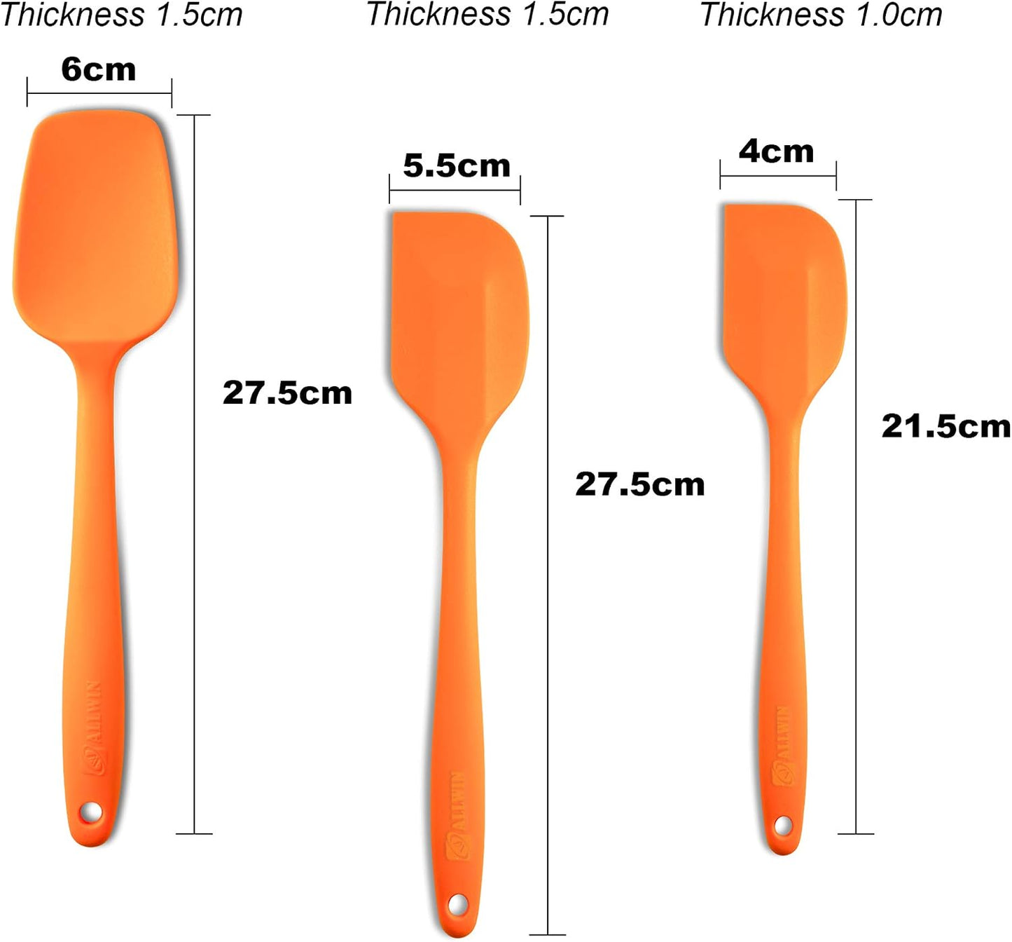 Silicone Spatula 3-piece Set, Ergonomic Handle High Heat-Resistant Spatulas, Non-stick Rubber Spatulas with Stainless Steel Core, Black