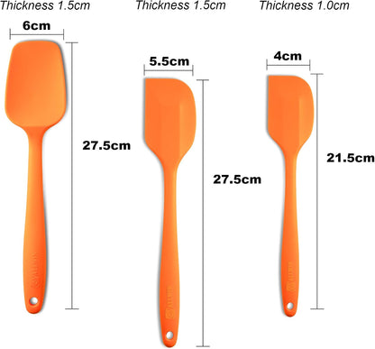 Silicone Spatula 3-piece Set, Ergonomic Handle High Heat-Resistant Spatulas, Non-stick Rubber Spatulas with Stainless Steel Core, Black