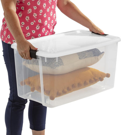 Sterilite 6-Pack Ultra Latching Box, Storage Bins with Lids, Clear Plastic, 18 Qt – Large Heavy-Duty Organizing Bin Containers for Home, Closet, Kitchen, Pantry, Bathroom, and Office