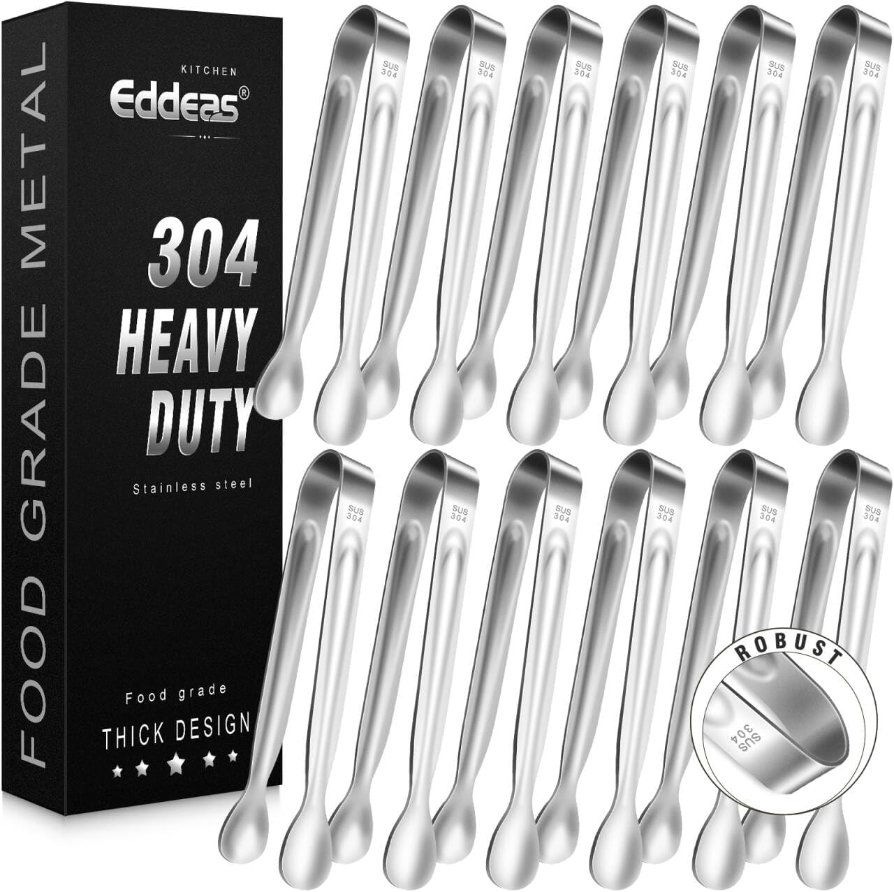 Eddeas Kitchen Tweezers Tongs, Cooking Tweezers Stainless Steel - 3 Size 12'' 10'' & 8 inch Ideal for Meat, pasta, plating and pinching delicate small pieces of food, Set of 3