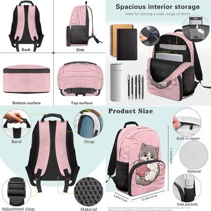 Cute Capybara Pizza Backpack for Girls, 5 Pcs Boys School Bag Set for Kids, 17 Inch Backpacks Lunch Pencil Box Reusable Utensils Case Set for Middle Elementary School, 3rd Grade Backpack