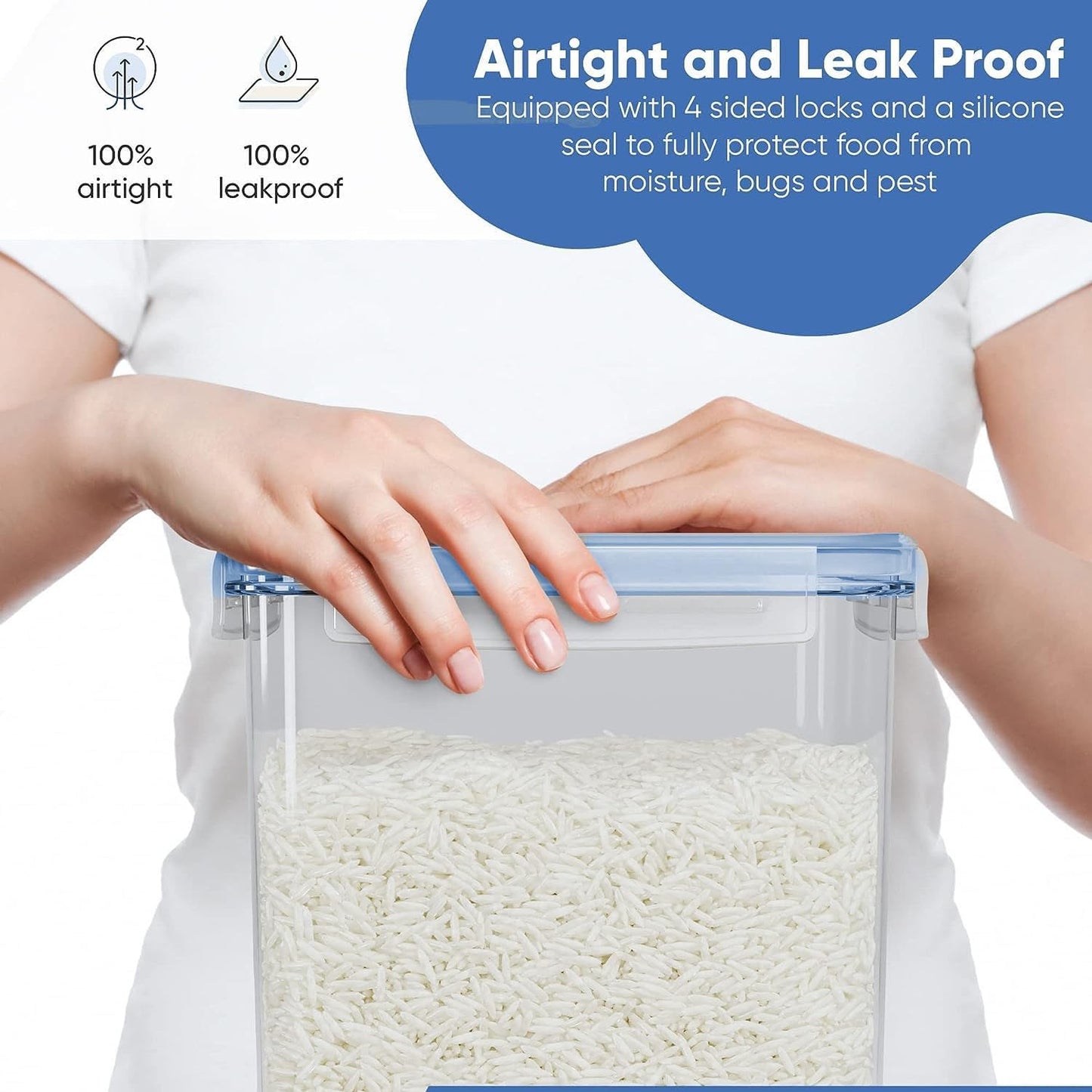 Chef's Path Extra Large Airtight Food Storage Containers with Lids, Pack of 2, 6.5L, 220Oz, Airtight Kitchen and Pantry Bulk Canisters for Flour, Sugar, Rice, and Baking Supplies - Transparent