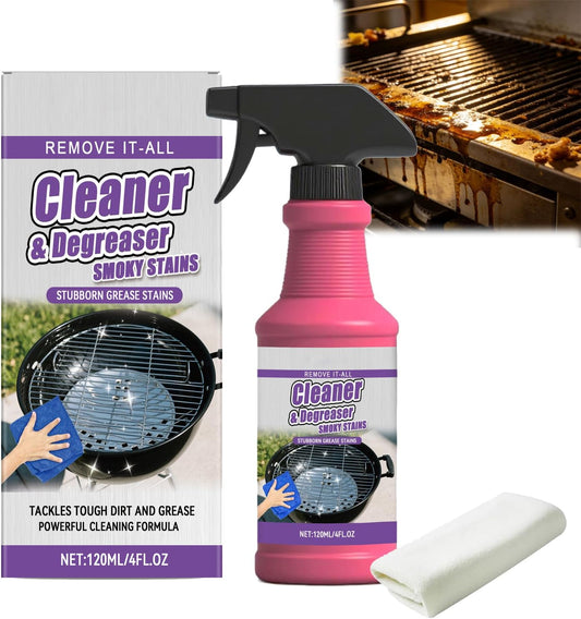 Fast-Acting Heavy-Duty Grill Degreaser Spray, BBQ Grill Cleaner Spray For Outdoor Grills, All Purpose Heavy Oil Cleaning Agent for Barbecue Grills, Smoky Stains, And Stubborn Grease (1pc)