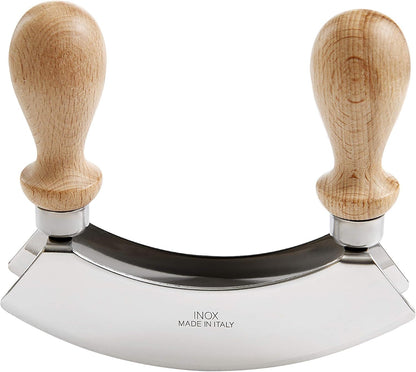 Fantes Mezzaluna Rocking Chopper, Stainless Steel Blade with Beechwood Handles, 9.5-Inch Blade, The Italian Market Original since 1906