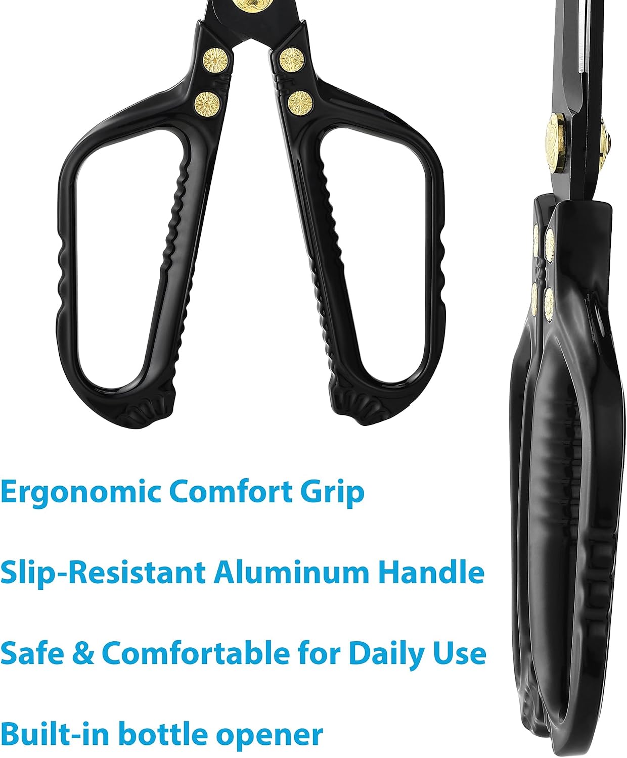 Kitchen Scissors - Heavy Duty Utility Come Apart Kitchen Shears for Chicken, Meat, Food, Vegetables - 9.25 Inch Long Black & Red