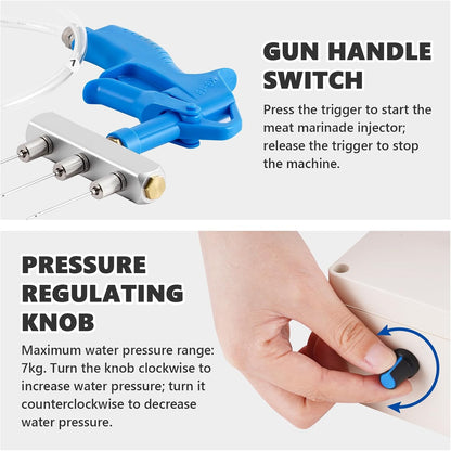 Electric Meat Injector Gun Pump with Hose, 65W Marinade Injector Syringe with 20 Needles for Home Grilling, Family Parties & Outdoor Cooking Turkey, Pork, Beef (Yellow)