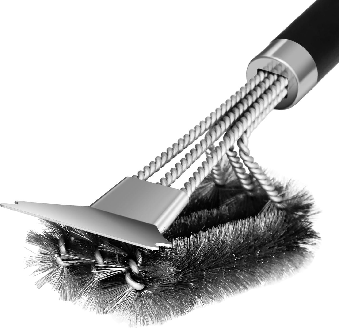 Grill Brush Bristle Free with Scraper, 22" Steam Grill Brush for Outdoor Grill, Replaceable Cleaning Head, Grill Cleaner for Cast Iron/Stainless Steel Grates - Green