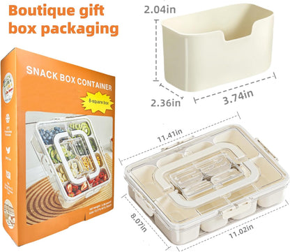 Snackle Box Container with Lid and Handle – Divided Serving Platters for Candy, Fruit, and Treats – Portable and Versatile Snackle Box