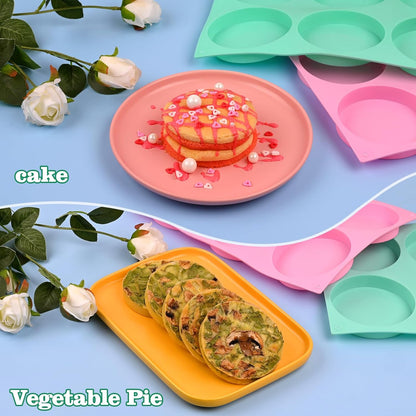 HUAKENER 2 Pcs Mini Fluted Cake Pan, 6-Cavity Fluted Cake Mold, Non-stick Silicone Baking Mold for Cupcakes, Donuts, Cornbread, Brownies, Jellies