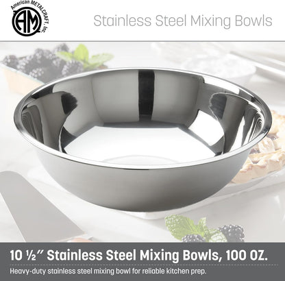 American Metalcraft 16" Stainless Steel Mixing Bowl - 13-Quart Durable Metal Bowls for Mixing, Large Stainless Steel Bowl