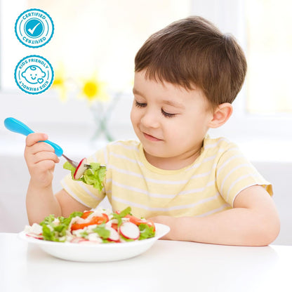 Lehoo Castle 6 Pieces Toddler Utensils, Kids Silverware for 2 3 4 Years Old, Stainless Steel Fork and Spoon Set with Plastic Handle, Safe Toddler Cutlery (Dinosaur)