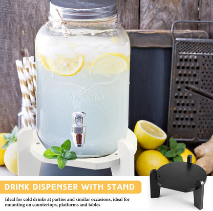 Roshtia 1 Pcs Beverage Dispenser Stand Bamboo Wood Drink Dispenser Stand Fits 6-8" Diameter of Glass Jar Base for Glass Beverage Water Jug Containers (Black)