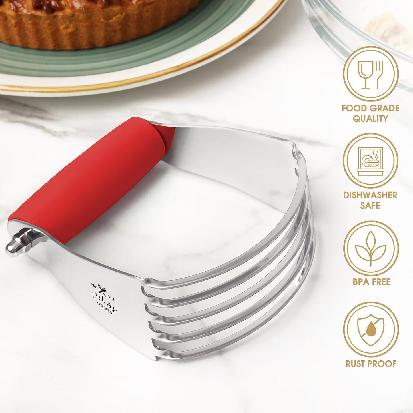 Zulay Premium Multi-purpose Stainless Steel Bench Scraper & Chopper, Easy to Read Etched Markings for Perfect Cuts, Quick & Easy Multi-use Dough Scraper, Dough Cutter & Pastry Scraper (Black)