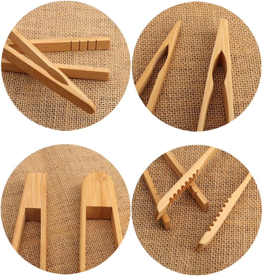1 Pieces Bamboo Toast Tongs, 9.8 Inches Long Wood Toaster Tongs with Anti-slip Design, Tongs for Cooking with Cooking Oil Coating, Eco-friendly (9.8 Inches)