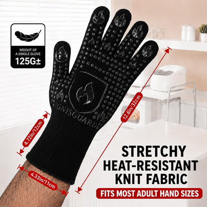 BBQ & Grill Gloves, Oven Gloves Heat Resistant, 1 Pair, Red (L)