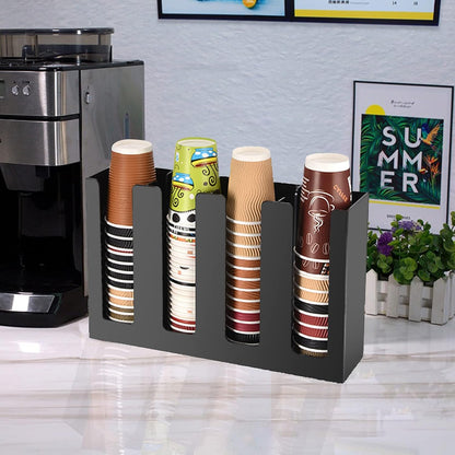 Tirifer Disposable Paper Cup Dispenser, Acrylic Coffee Cup and Lid Storage Organizer Holder, Coffee Milk Tea Shop Restaurant Accessories Christmas Party Supplies, 3 Compartments