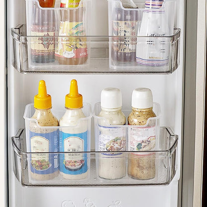 Crystal ClearFreezer Storage Bins,4 Pack Cleard Plastic Bins for Refrigerator and Pantry,Clear Plastic OrganizerBins with Handles,Stackable Kitchen Cabinet Organizer for Frozen Food,Meat & Veggies