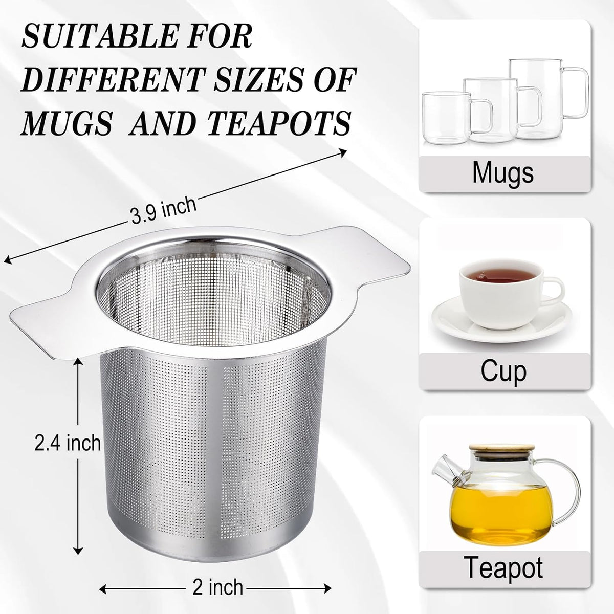 Extra Fine Mesh Tea Infuser Large Capacity Tea Strainer for Loose Leaf Tea