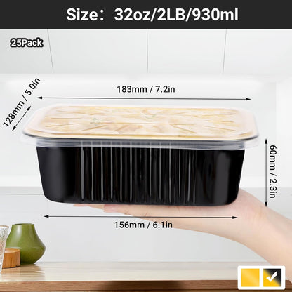 EUSOAR Aluminum Pans with Lids, 50pack 32oz Small Disposable Foil Loaf Cake Food Storage Pans, Catering Party Meal Prep Freezer Drip Pans for Microwave Oven Safe Cooking,Baking,Heating,Takeout