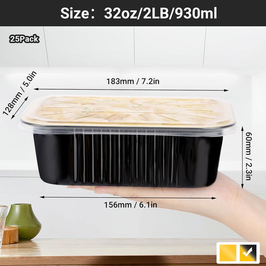 EUSOAR Aluminum Pans with Lids, 50pack 32oz Small Disposable Foil Loaf Cake Food Storage Pans, Catering Party Meal Prep Freezer Drip Pans for Microwave Oven Safe Cooking,Baking,Heating,Takeout