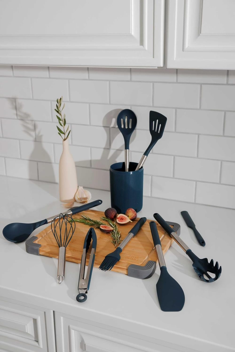 10-Piece Silicone Kitchen Utensil Set with Holder, High Heat Resistant & Nonstick Safe, Dishwasher Safe