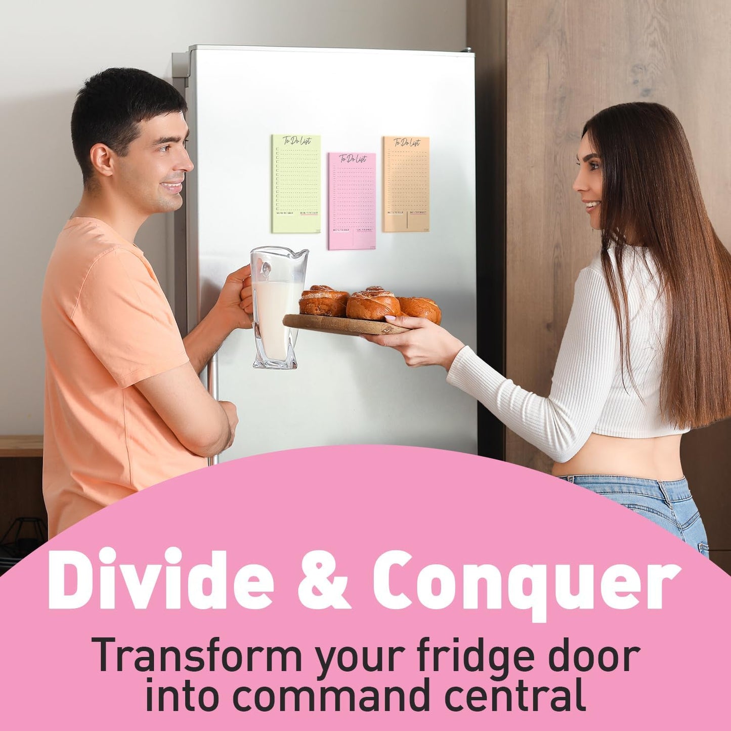 S&O Set of 4 Essential Refrigerator Notepads with Magnet - Grocery Schedule Holder Pad for Fridge - Weekly Magnetic To Do List for Adhesive - Cling Notebook Meal Planner - Attractive Shopping List Pad