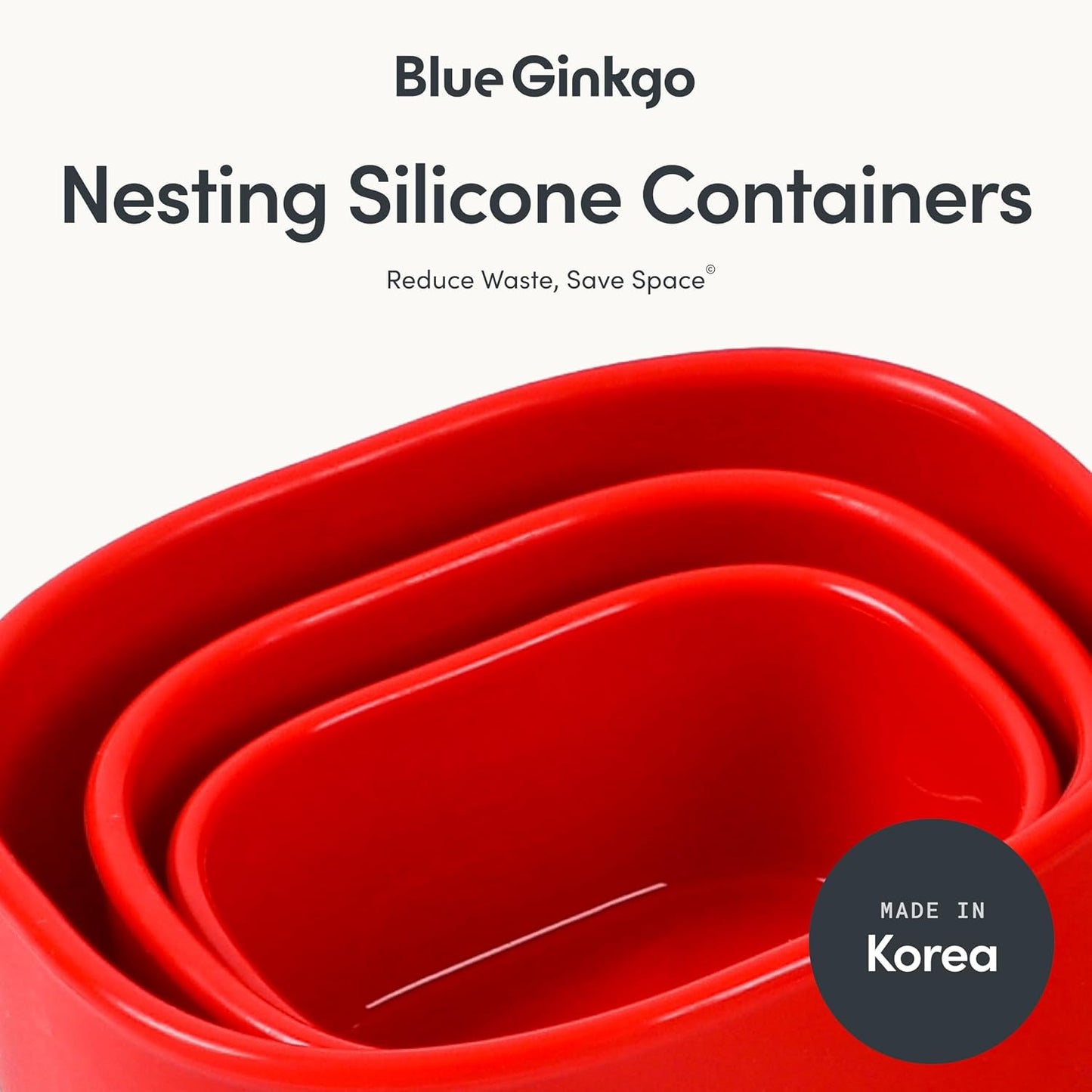 BLUE GINKGO Nesting Silicone Containers - Set of 3 Hard-Shell Silicone Food Storage Containers | BPA Free, Airtight, Dishwasher and Freezer Safe (6.7oz, 10oz, 20oz) - Green