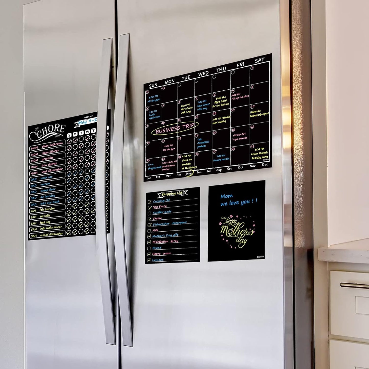 JJPRO Magnetic Dry Erase Menu and Chore Chart Blackboard for Fridge-Weekly Meal Planner Chalkboard,Behavior Chart Chalkboard for Multiple Kids with Notepad Blackboard