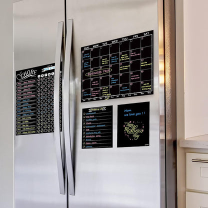 JJPRO Magnetic Dry Erase Menu and Chore Chart Blackboard for Fridge-Weekly Meal Planner Chalkboard,Behavior Chart Chalkboard for Multiple Kids with Notepad Blackboard