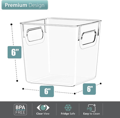 Sorbus Large Clear Plastic Storage Bins for Shelves, Clothes, with Handle - Clear Storage Bins, Drawer, Shelf, Closet, Pantry, Fridge, Freezer Organizer Bins, Closet Organizers and Storage (4 pack)