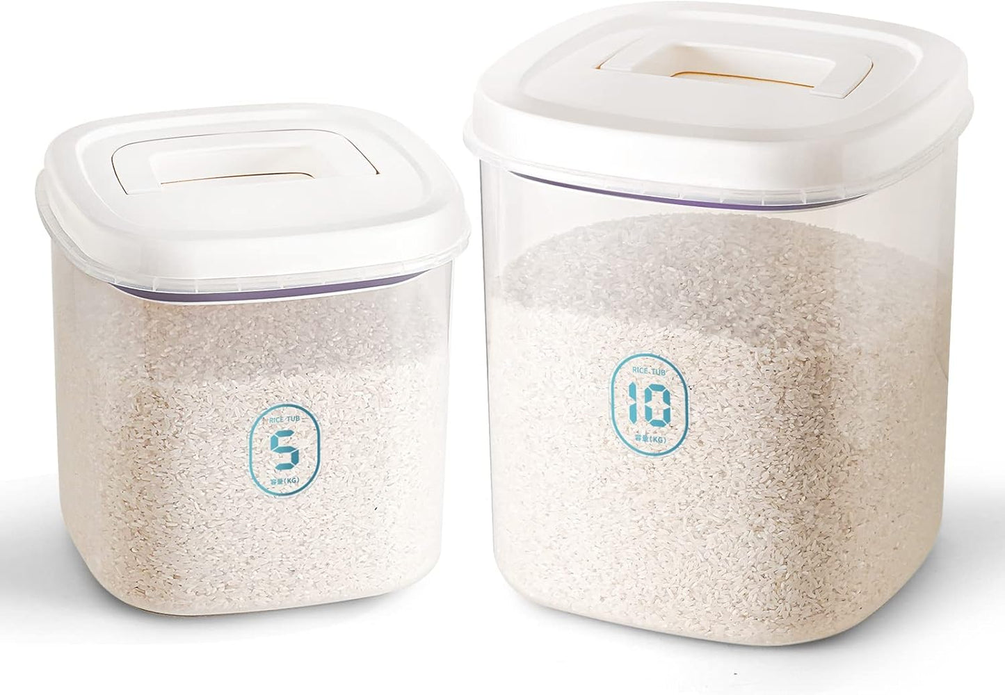 20-25 lbs Rice Dispenser,10.5 Qt/10 L/22-25 lbs Rice Container Storage with Measuring Cup & Brush Food Cereal Container Bins Household for Kitchen Pantry Organization (AY-10KG-WHITE)